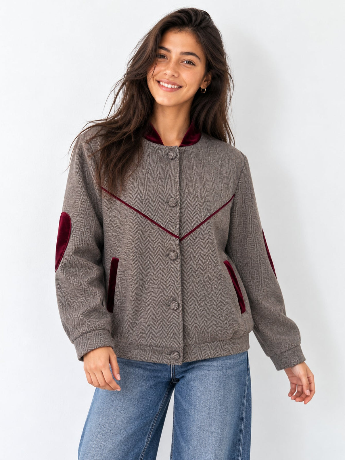Camila brown jacket with elbow patches – view 2
