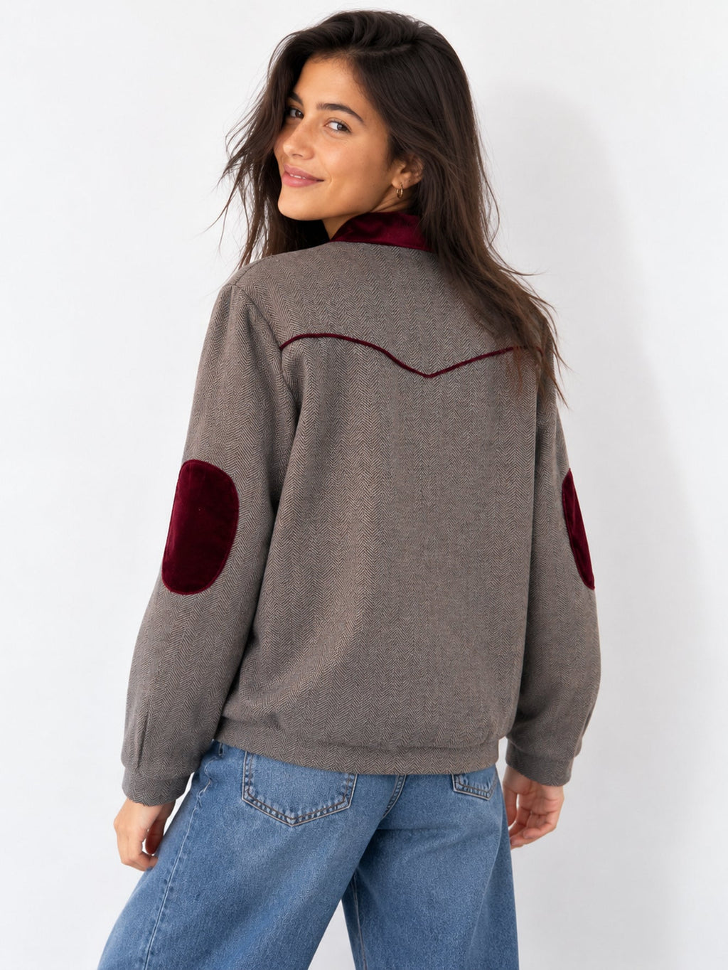 Camila brown jacket with elbow patches – view 3