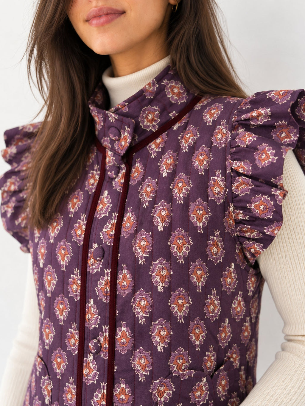Matilde purple printed quilted vest – view 2