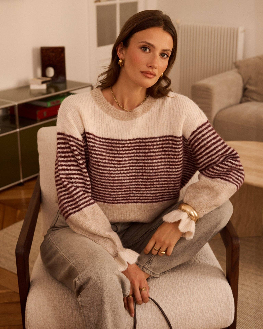 Leonie taupe knit sweater – view 3