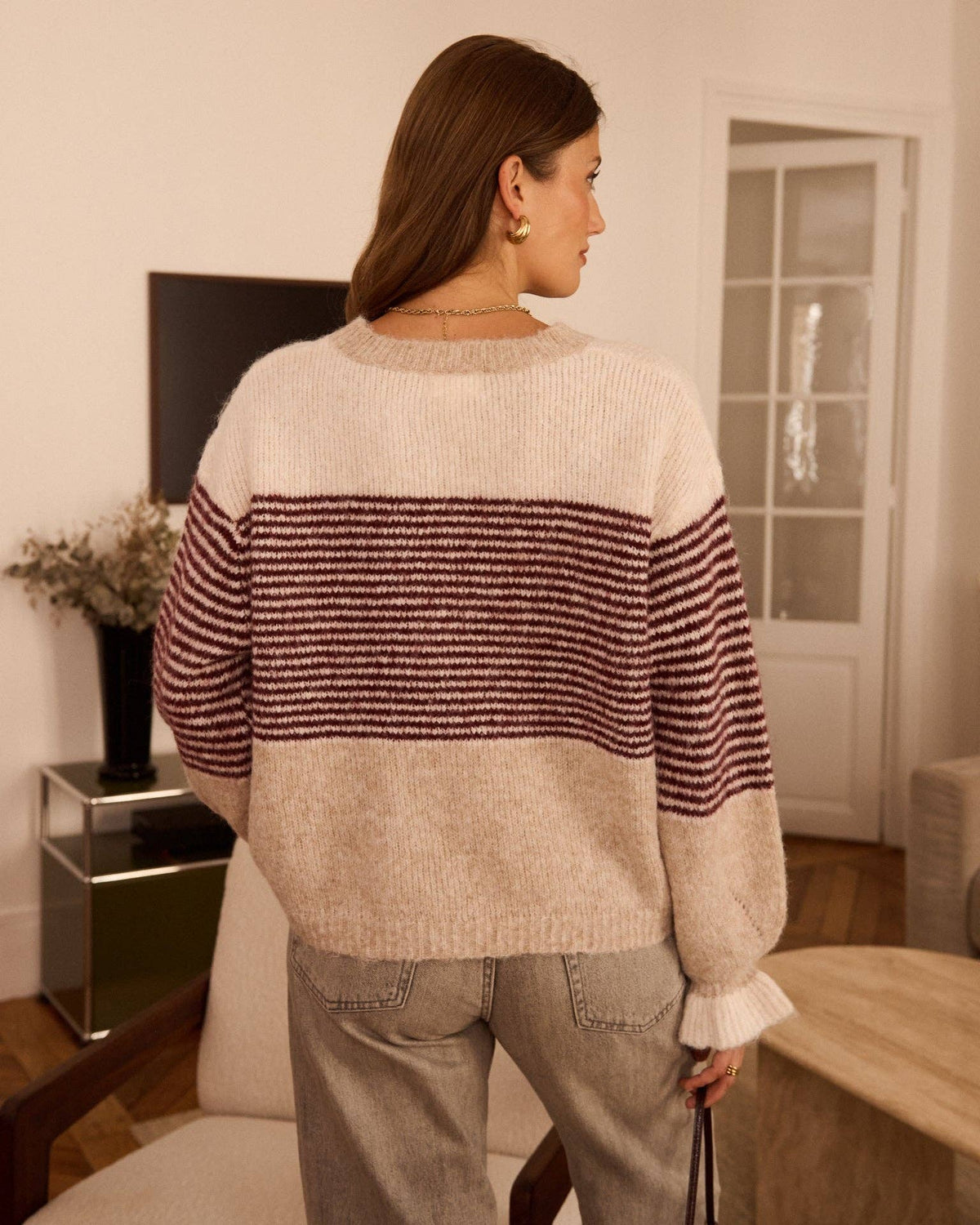 Leonie taupe knit sweater – view 2