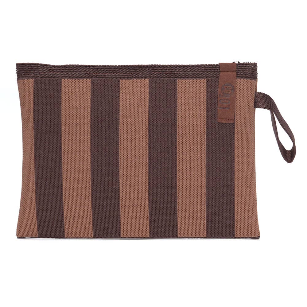 Iris brown stripe pouch bag