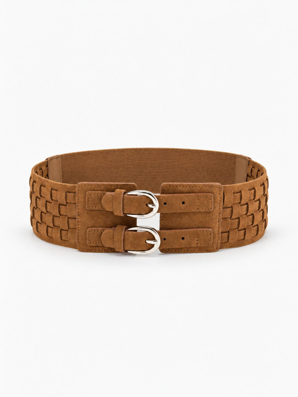 Nina khaki woven belt with double buckle
