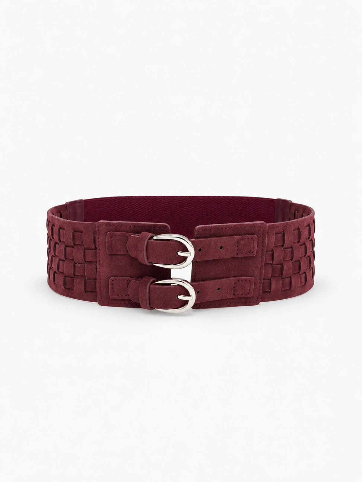 Nina burgundy woven belt with double buckle