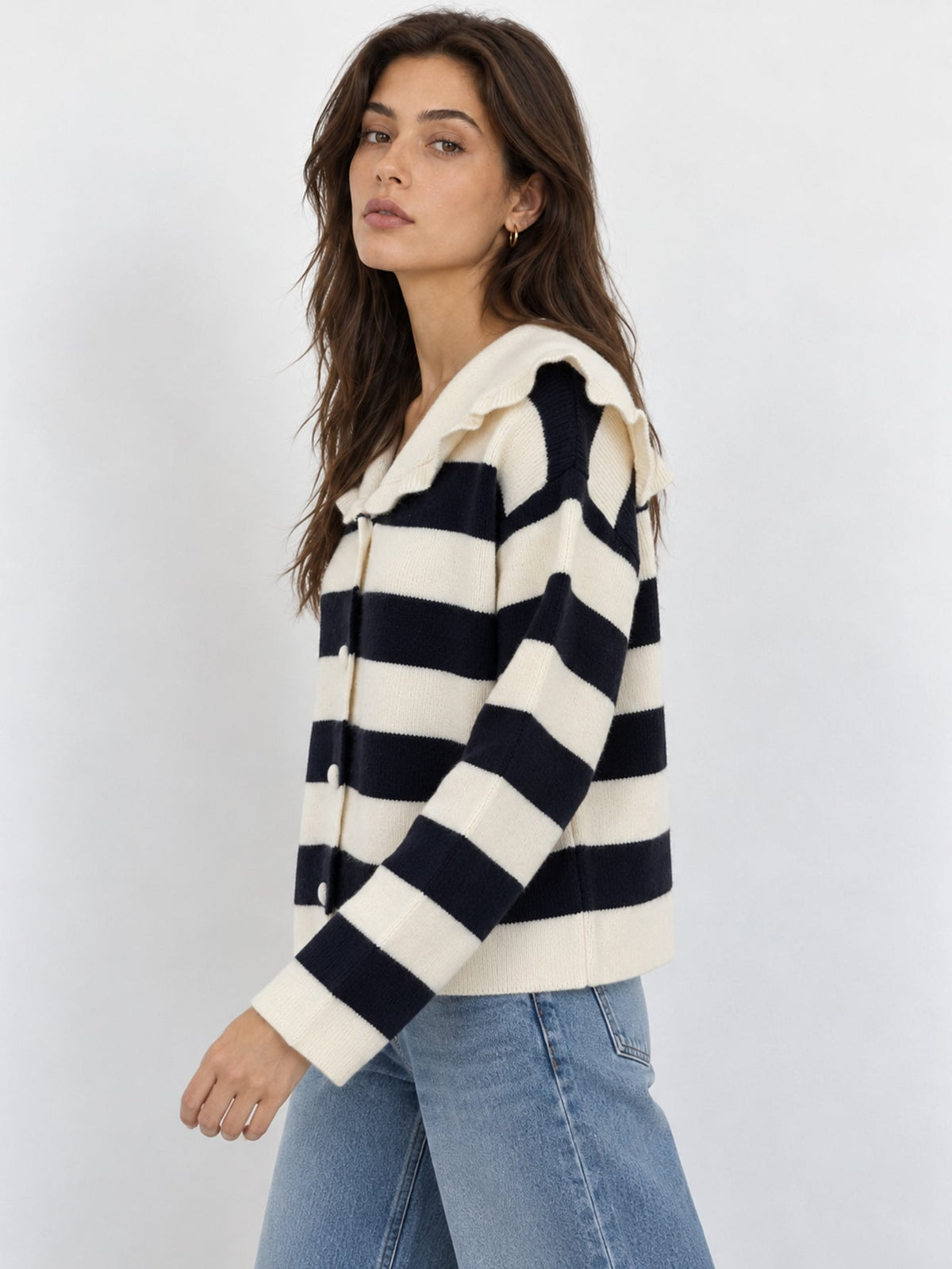 Leonor navy striped knit cardigan