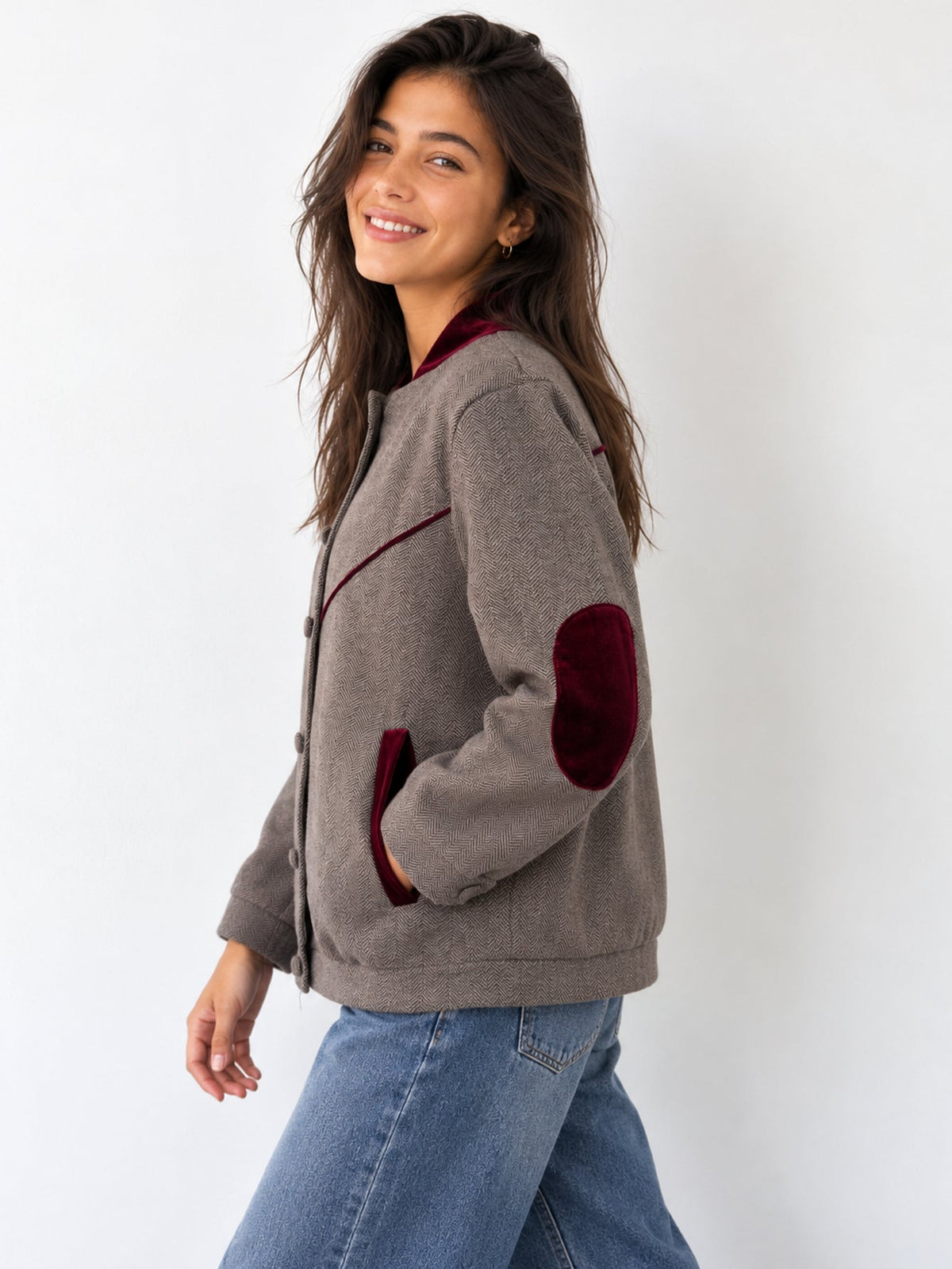 Camila brown jacket with elbow patches