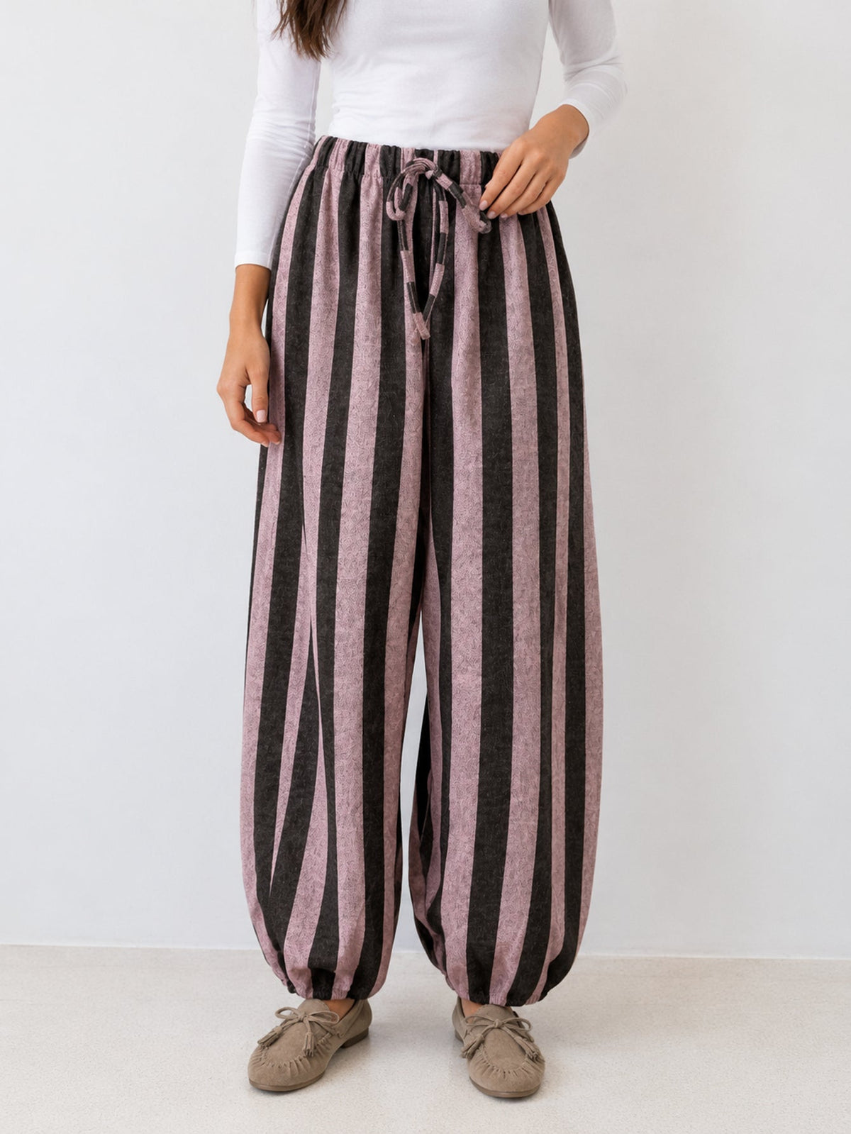 Joana brown striped balloon pants